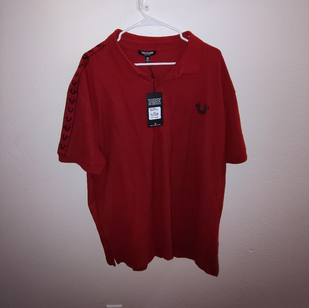 True Religion Red Polo Shirt with Classic Design